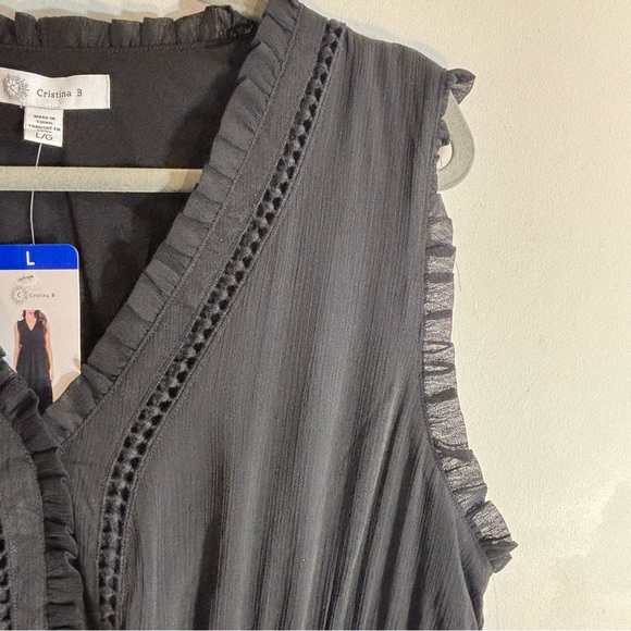 CHRISTINA B Sz L Maxi Dress Tiered Ruffled Sheer Lined Elastic Waist NEW W/ TAG - Picture 6 of 15
